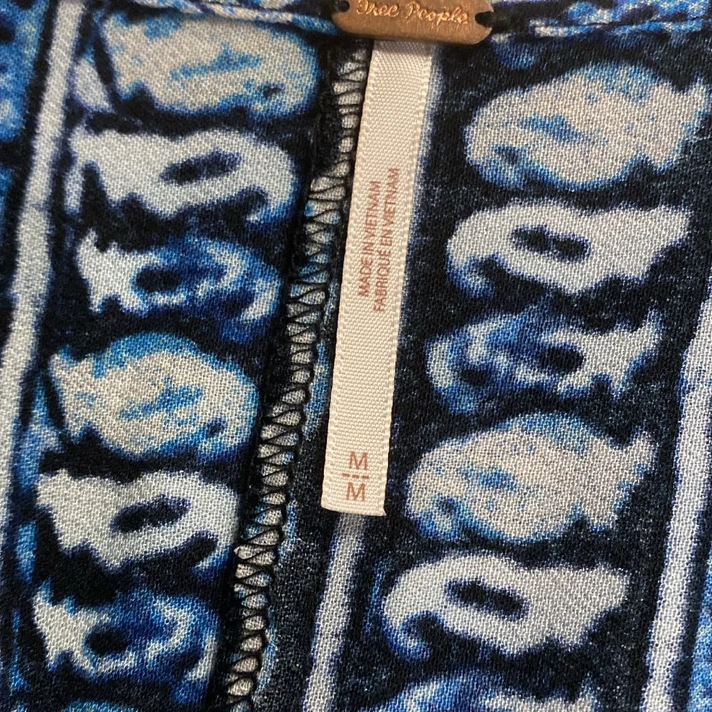 Free People Navy and Sky Blue Patterned Blouse - Picture 5 of 8